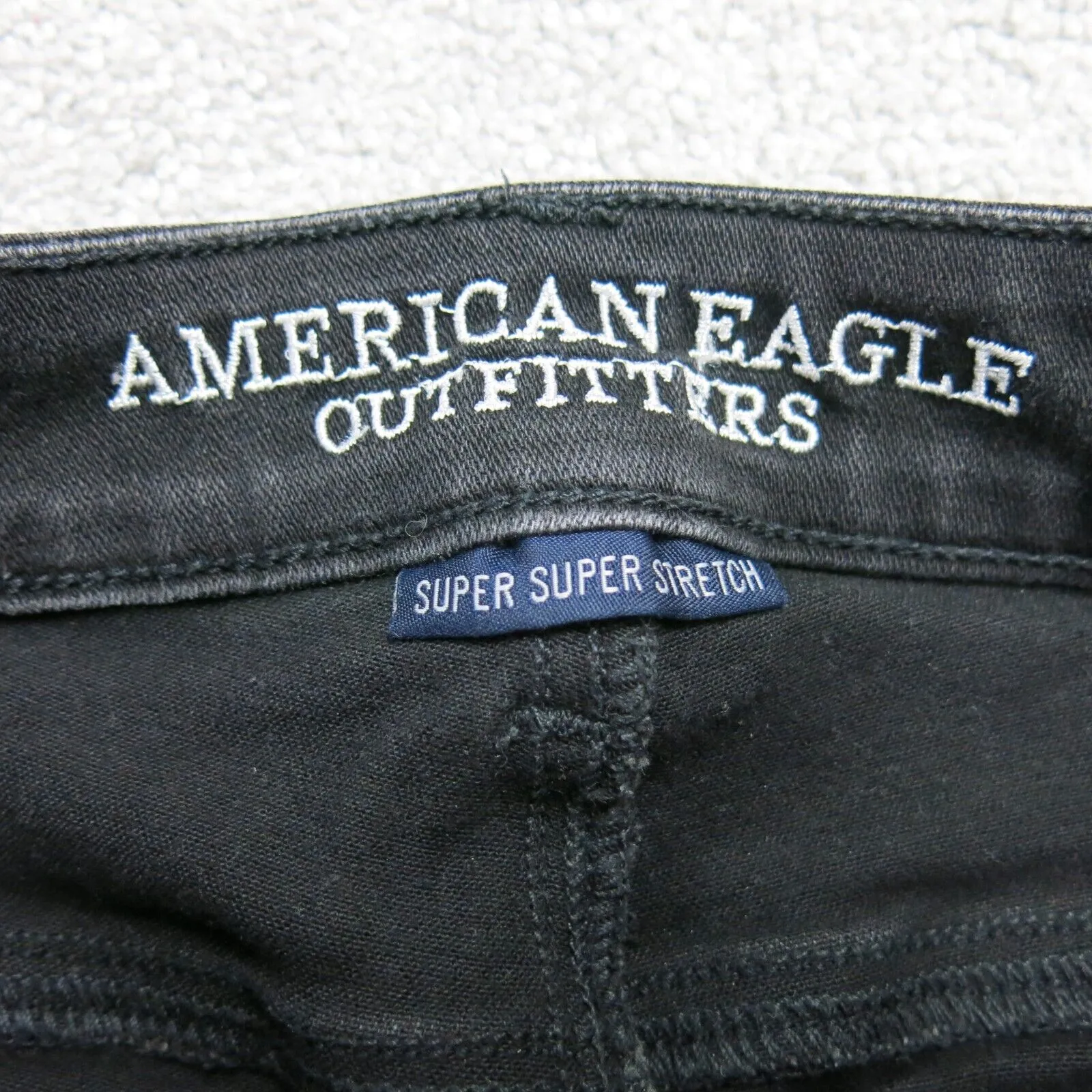 American Eagle Outfitters Womens Jeans Super Stretch Distressed Black Size 00