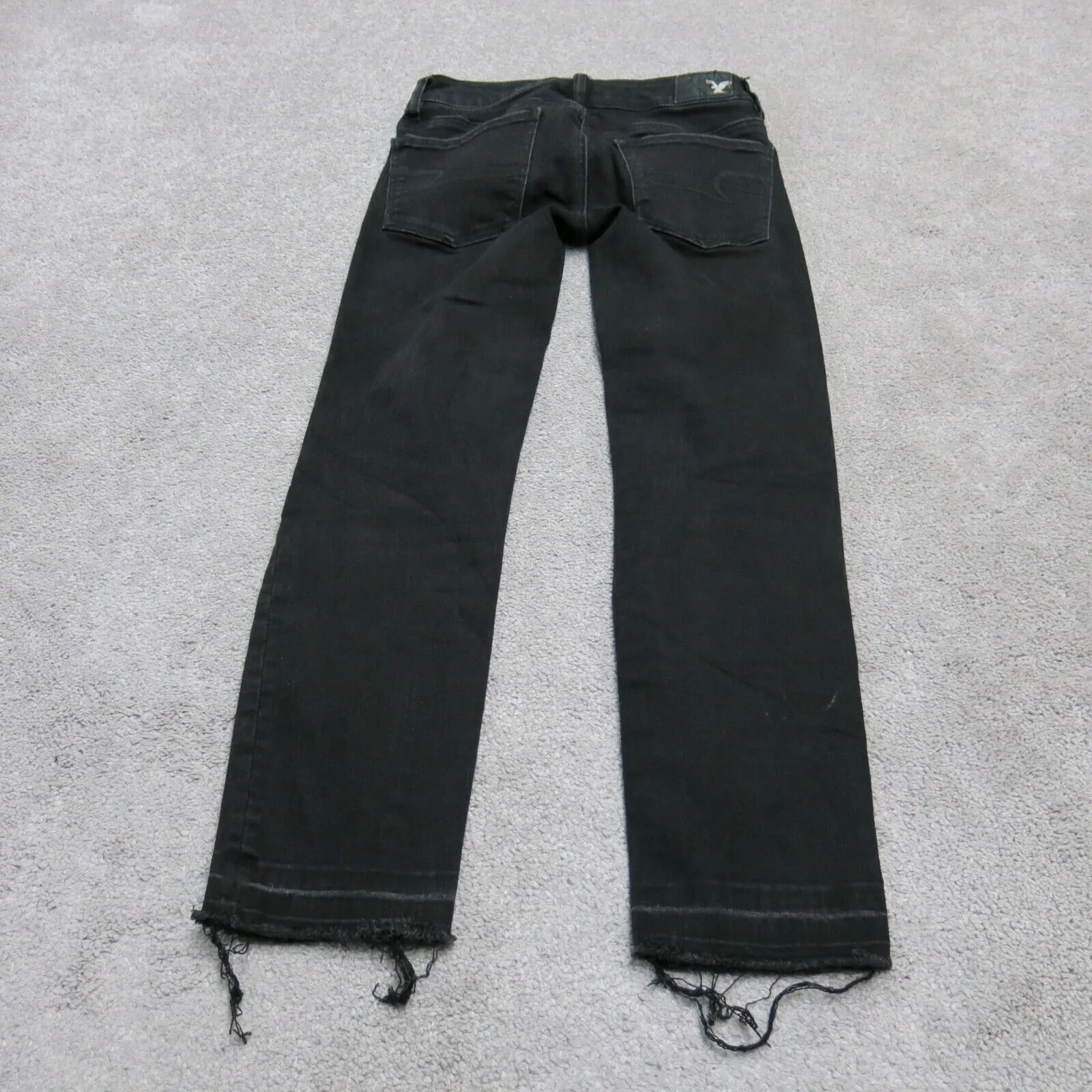 American Eagle Outfitters Womens Jeans Super Stretch Distressed Black Size 00