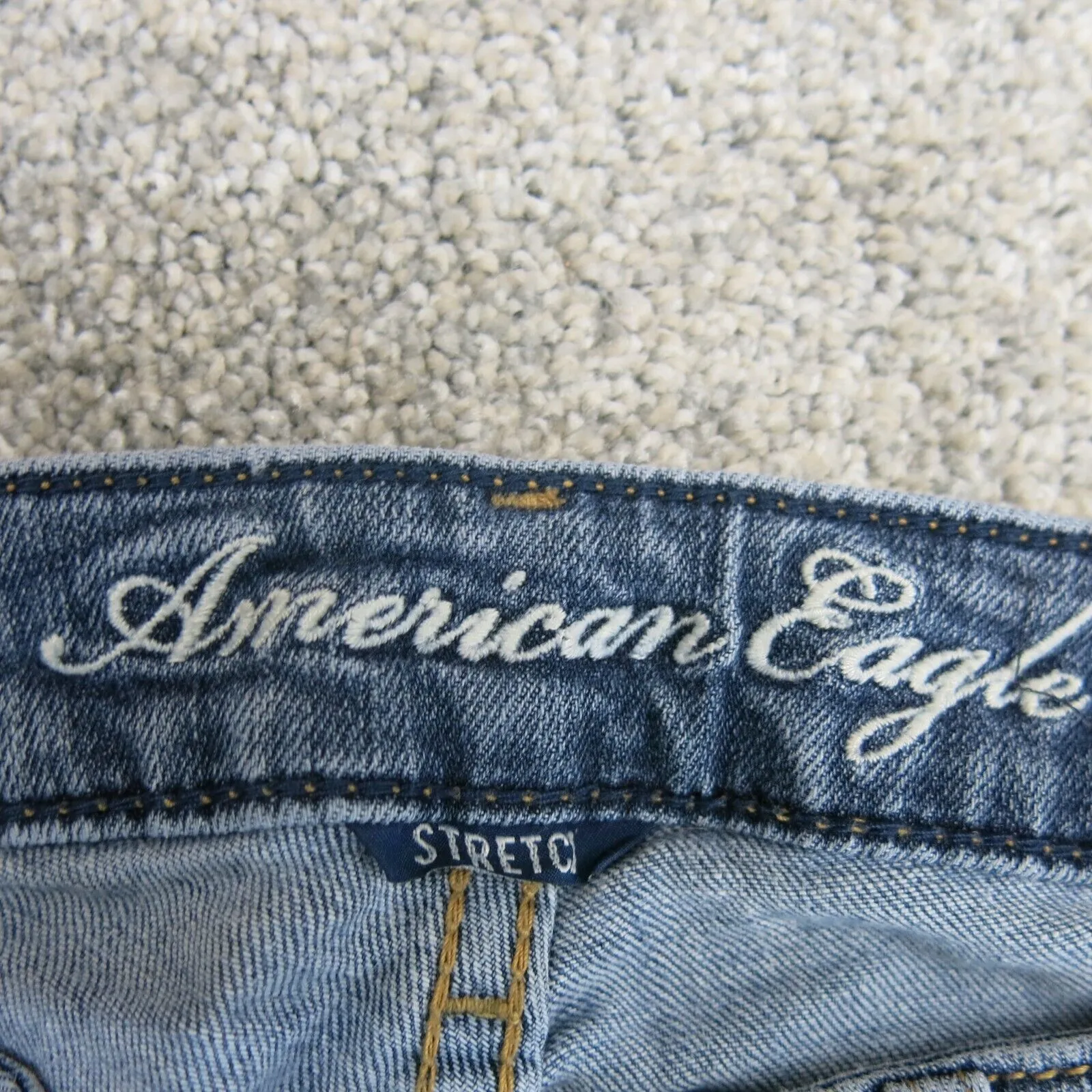 American Eagle Women Denim Jeans Skinny Leg Stretch Low Rise Pockets Blue Size 4