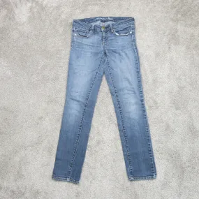 American Eagle Women Denim Jeans Skinny Leg Stretch Low Rise Pockets Blue Size 4