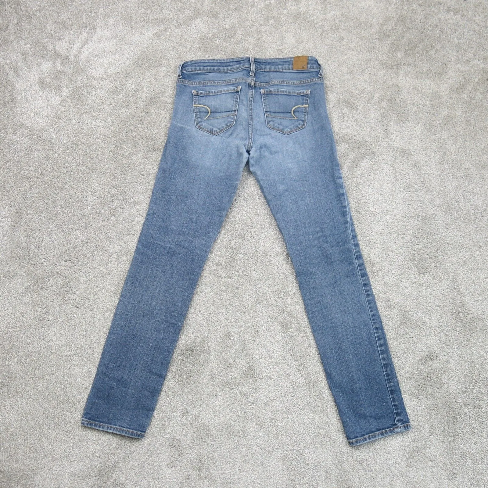 American Eagle Women Denim Jeans Skinny Leg Stretch Low Rise Pockets Blue Size 4