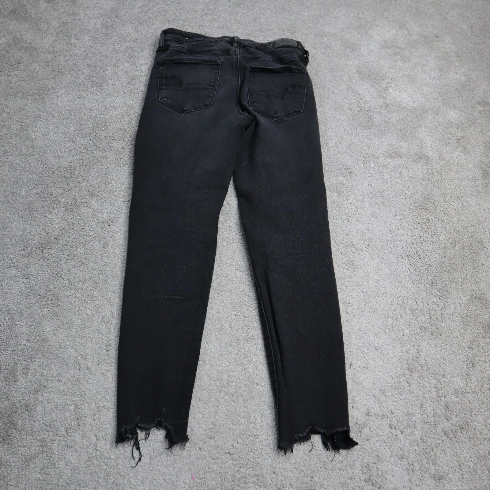 American Eagle Women Jeans Skinny Leg Stretch Denim Distressed Black Size 6