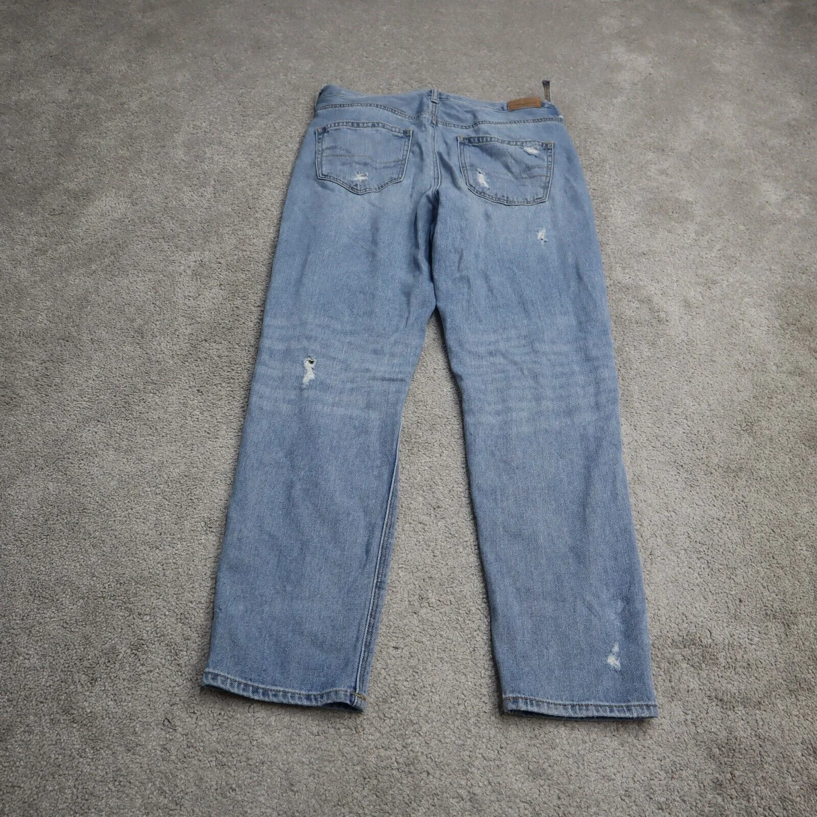 American Eagle Women Skinny Leg Jeans High Rise Flat Front Distressed Blue SZ 8