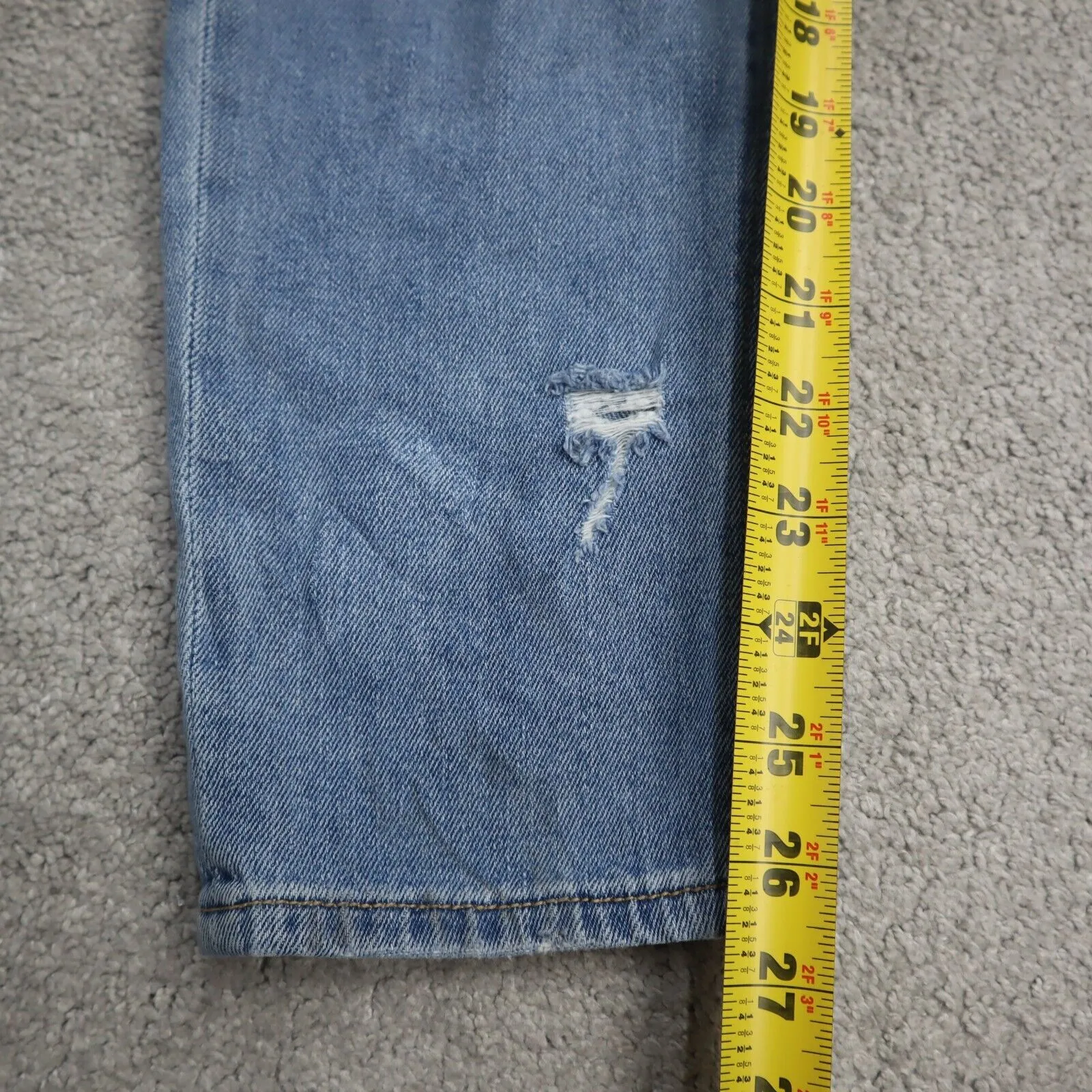 American Eagle Women Skinny Leg Jeans High Rise Flat Front Distressed Blue SZ 8