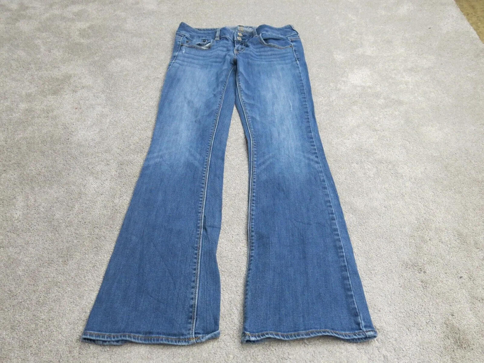 American Eagle Womens Jeans Denim Wide Leg Mid Rise Stretch Blue Size W30