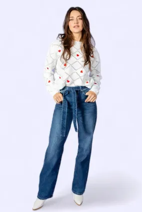 Blowing Your Mind High Rise Belted Wide Leg Jeans