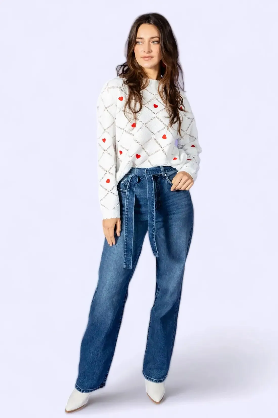 Blowing Your Mind High Rise Belted Wide Leg Jeans