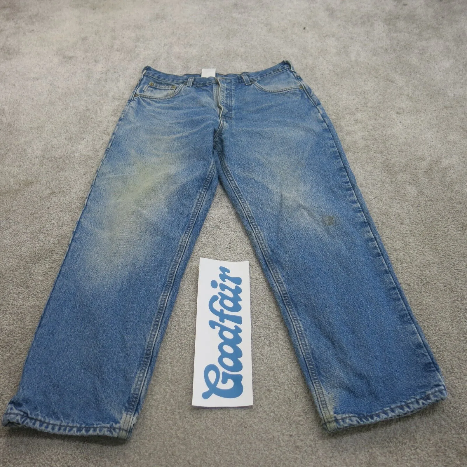 Carhartt Jeans Men W36XL30 Blue Denim 100% Cotton Straight Leg High Rise Stretch