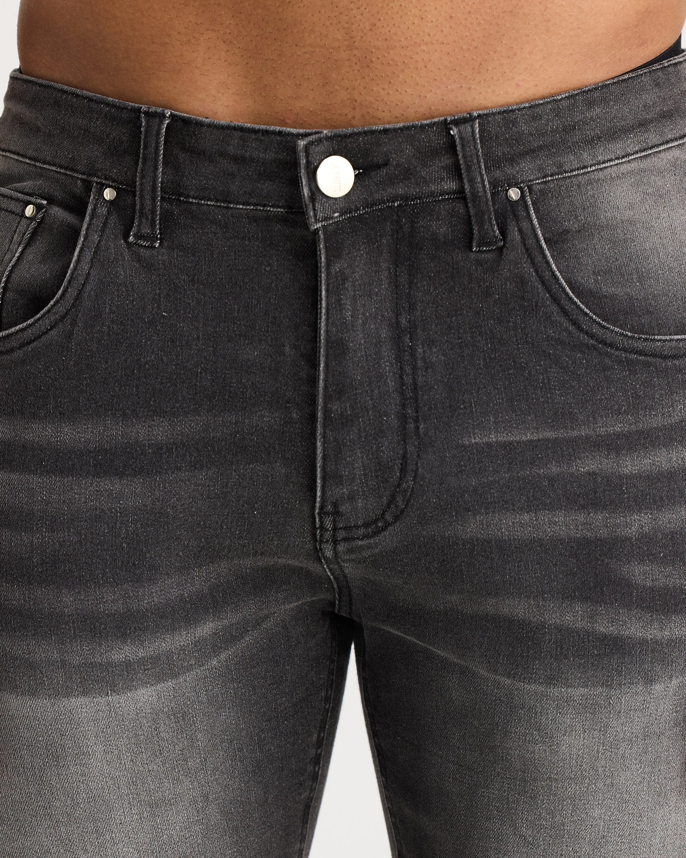 Charcoal Slim Fit Denim Short