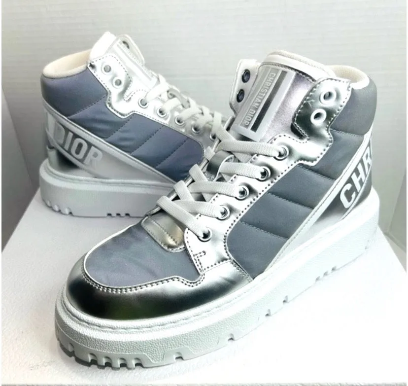 CHRISTIAN DIOR METALLIC HIGH-TOP D-PLAYER SNEAKERS