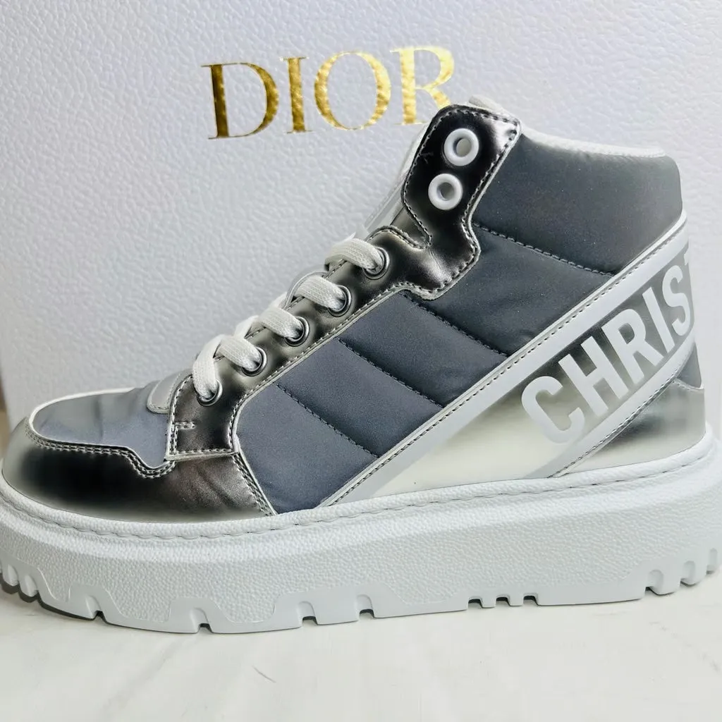 CHRISTIAN DIOR METALLIC HIGH-TOP D-PLAYER SNEAKERS