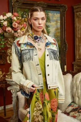 Country Queen Embellished Denim Jacket by Aratta