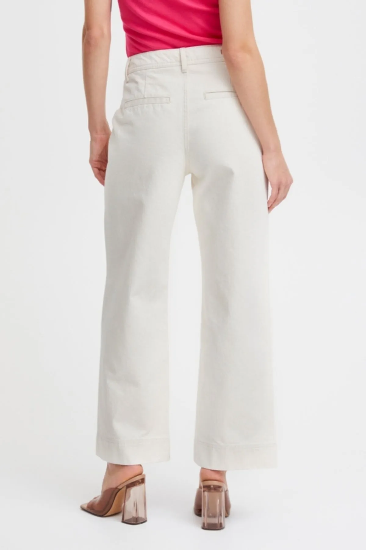 Cream Wide Leg Jeans