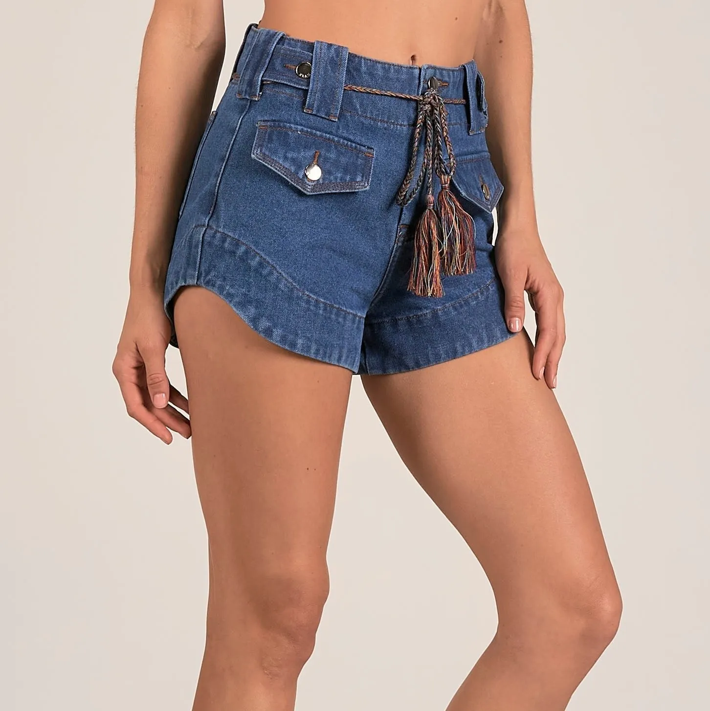 Dark Denim Front Pocket Shorts