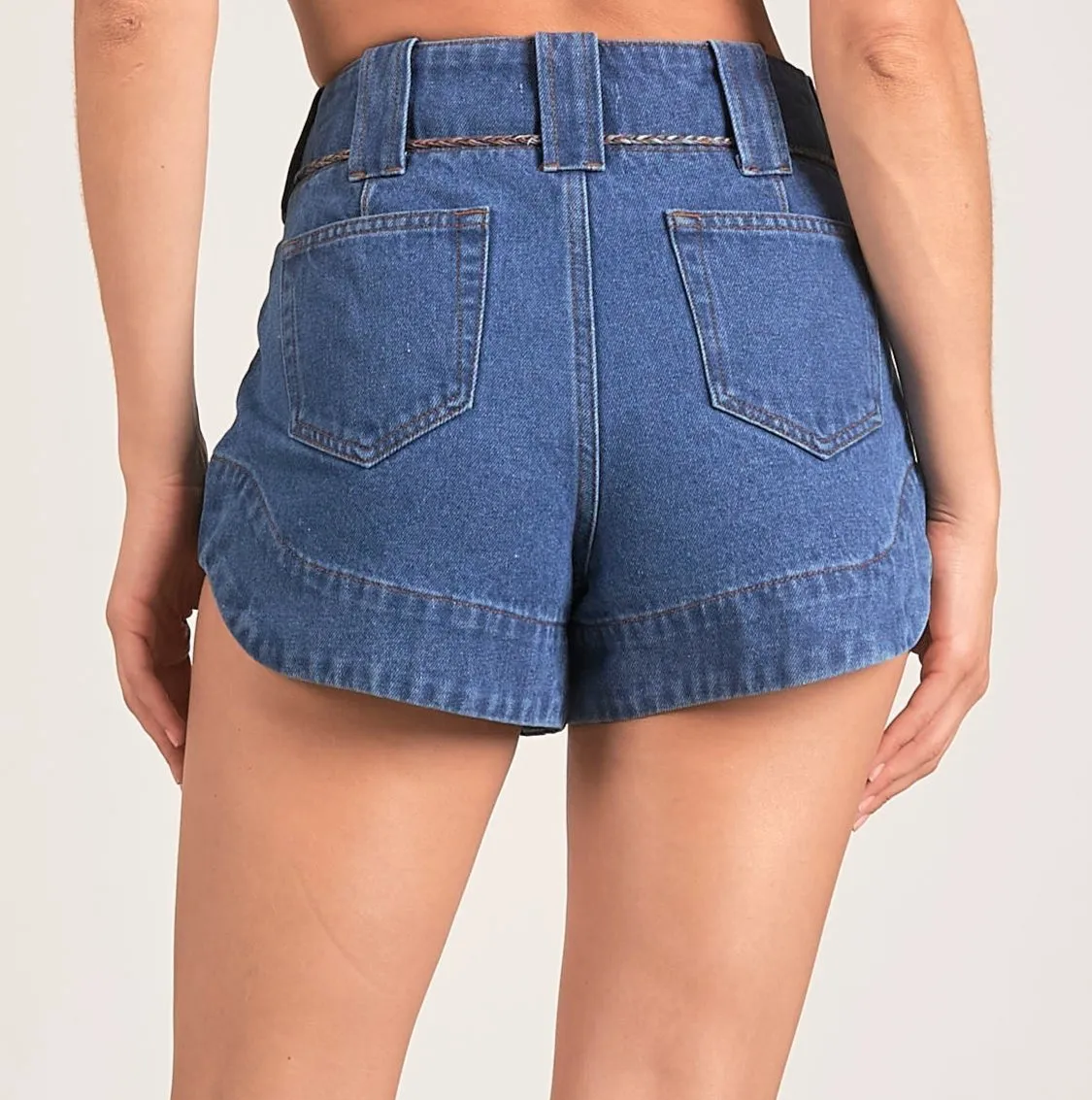 Dark Denim Front Pocket Shorts