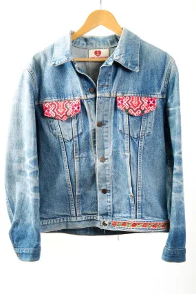 Denim Jacket (Vintage) with Vintage Hmong Hill Tribe Embroidery (Wholesale)