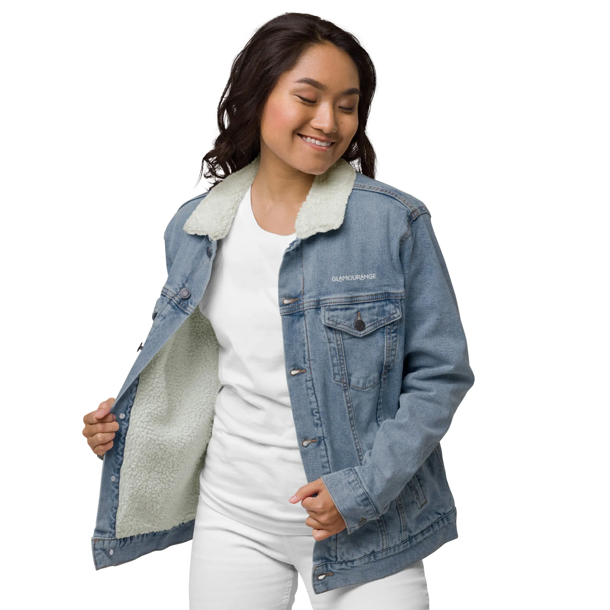 Denim Light Women (Glamourange Sherpa Denim Jackets Womens)