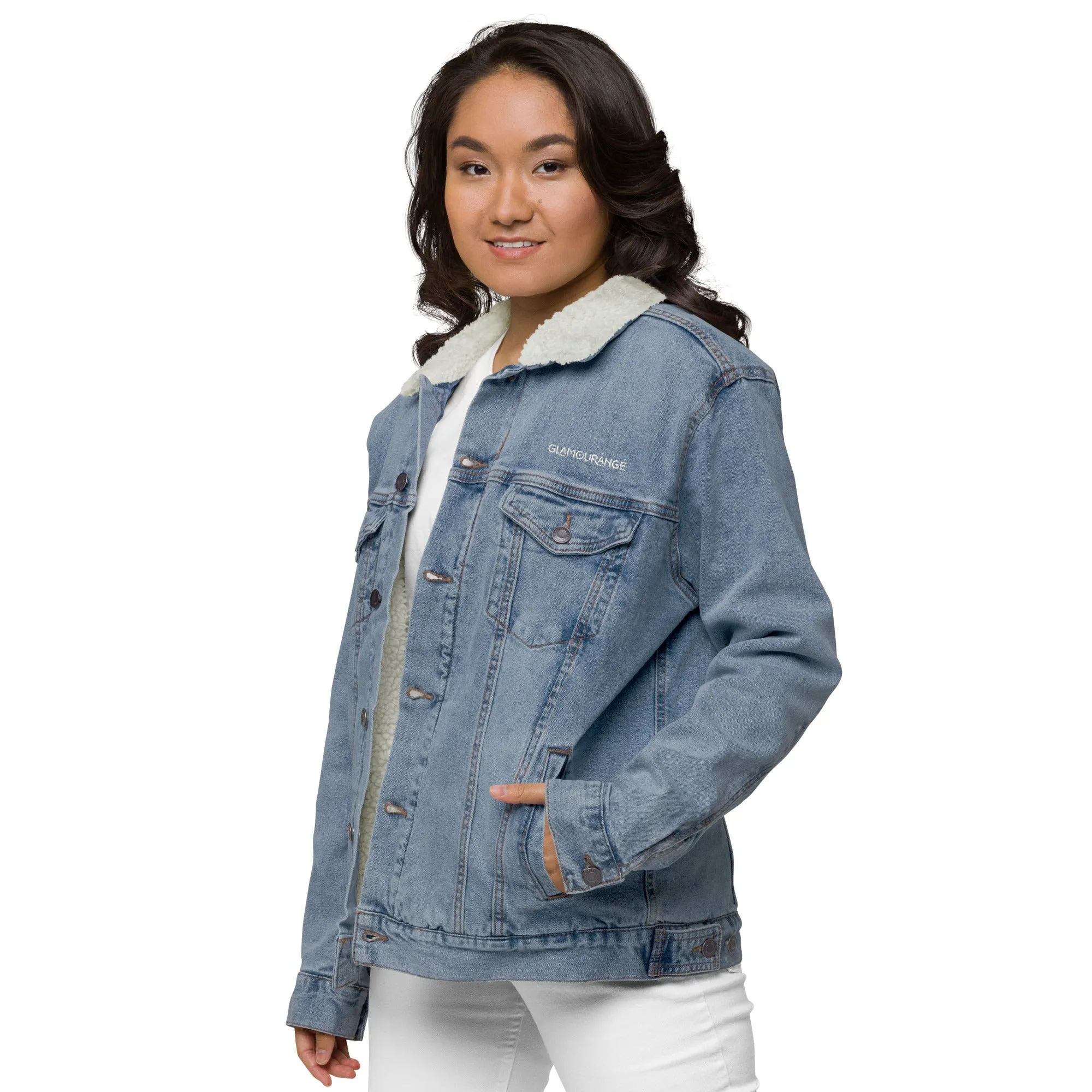 Denim Light Women (Glamourange Sherpa Denim Jackets Womens)