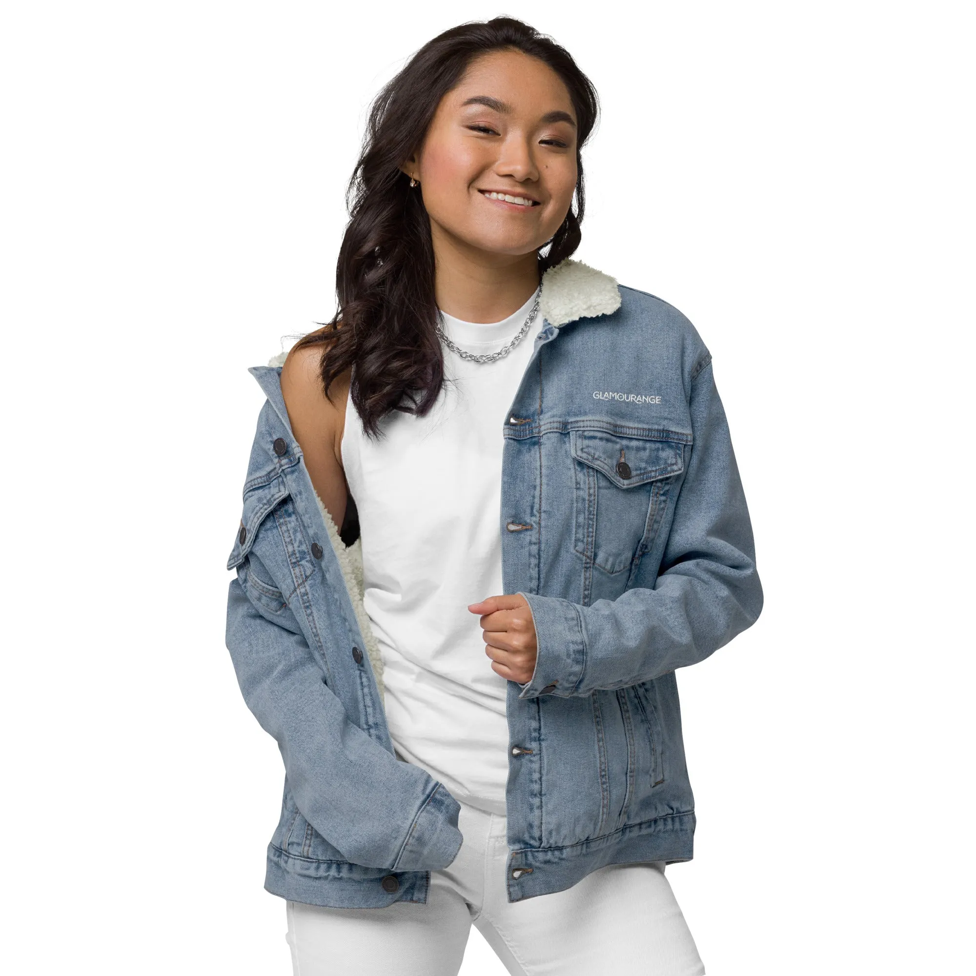 Denim Light Women (Glamourange Sherpa Denim Jackets Womens)