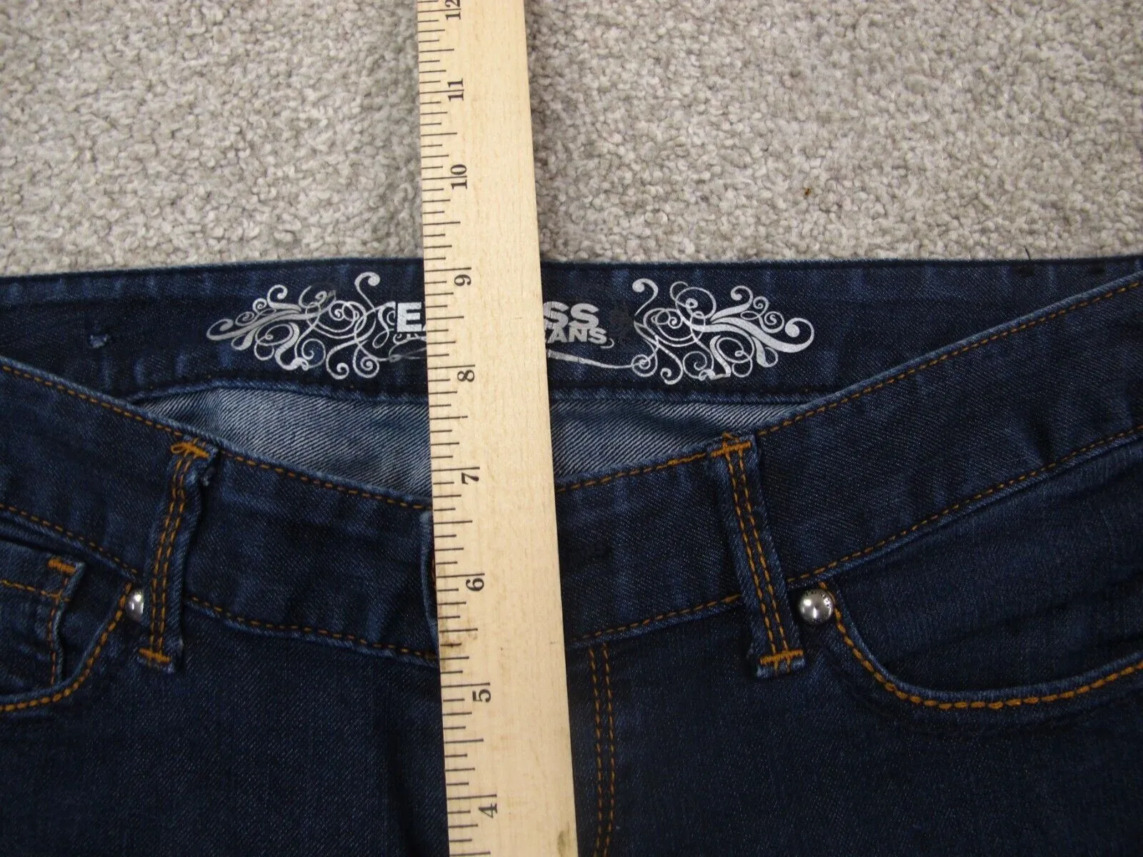 Express Women Ankle Leg Jeans Low Rise 5 Pockets Stretch Denim Blue Size 4R