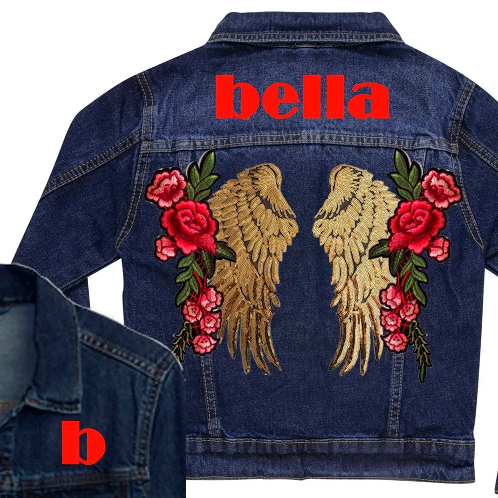 Gold Wings and Roses Denim Jacket