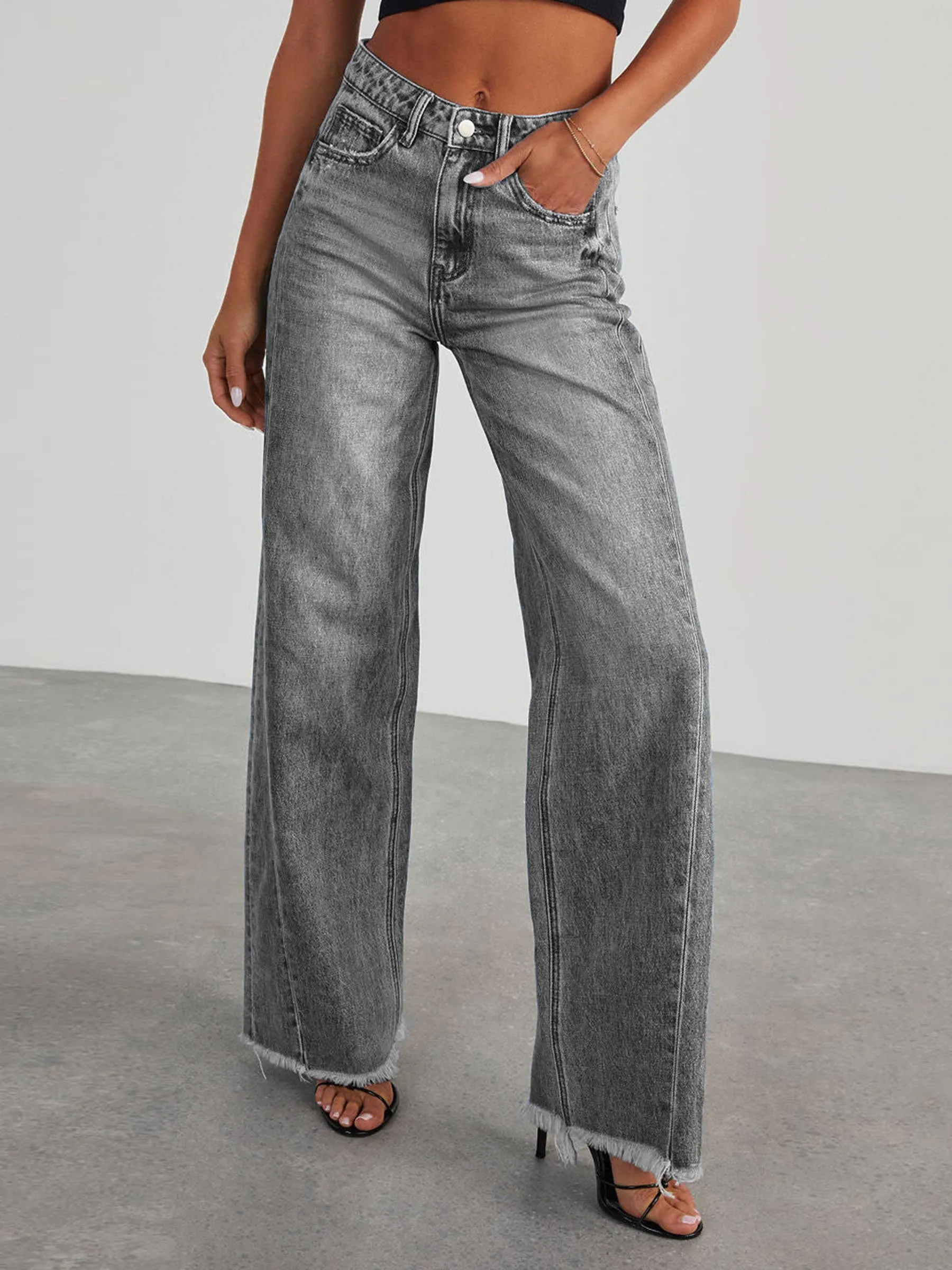 Gray Wide Leg Denim