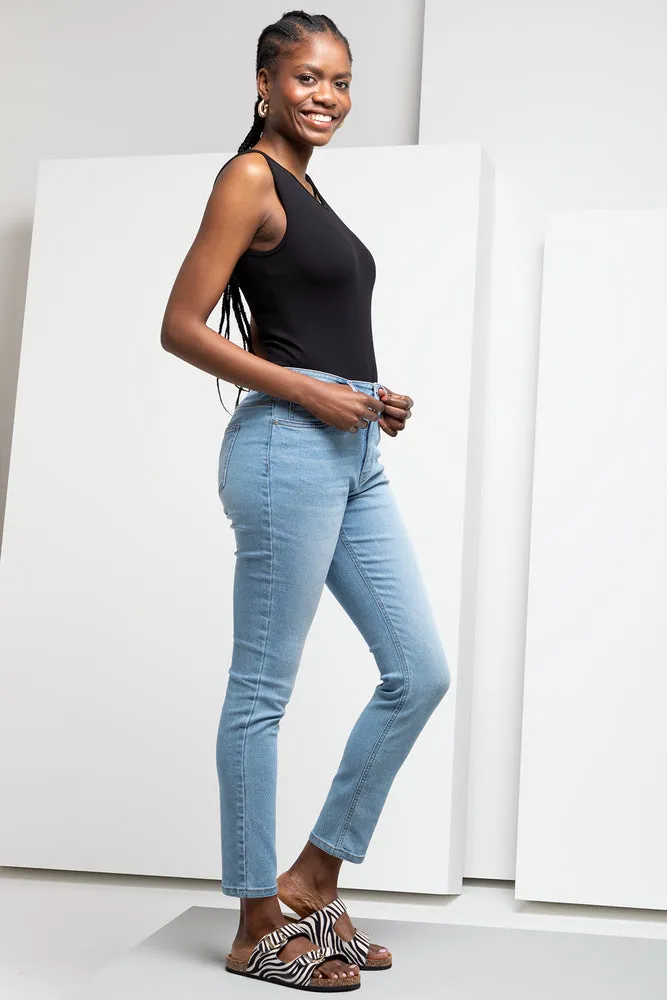 High Rise Skinny Denim Jeans Light Blue