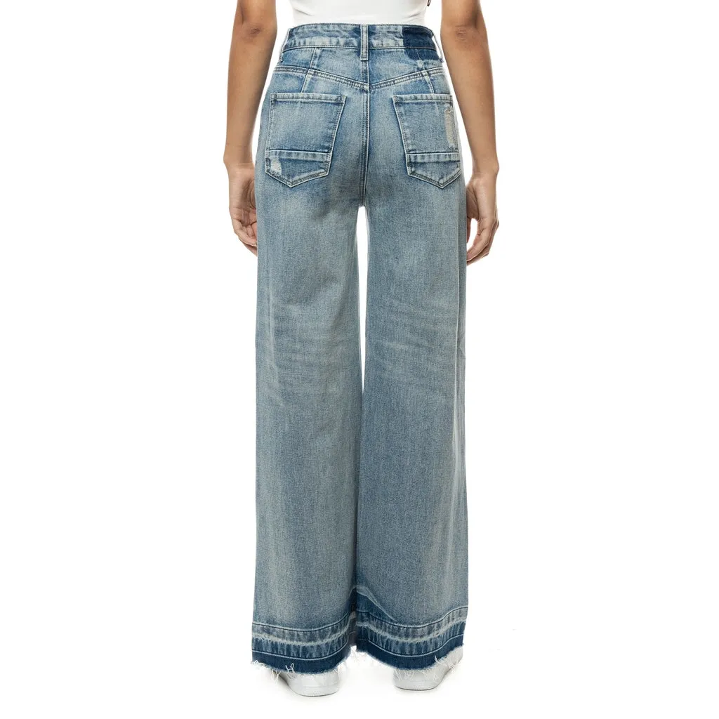 High Rise Wide Leg Heavy Ripoff Jeans - Aspen Blue