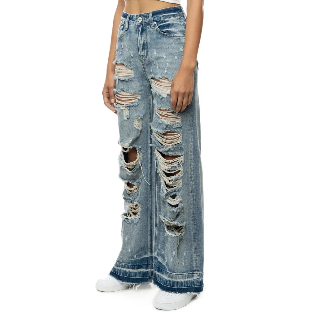 High Rise Wide Leg Heavy Ripoff Jeans - Aspen Blue