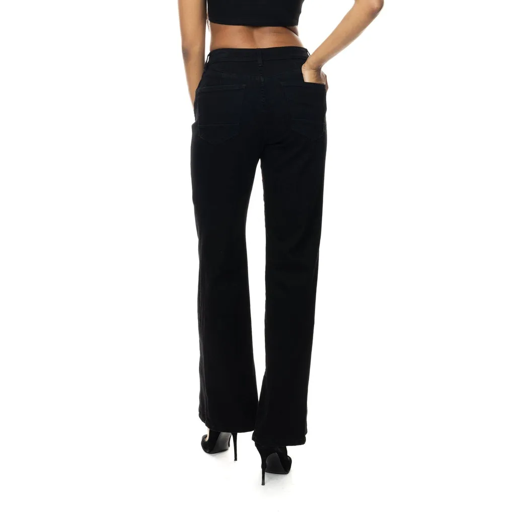 High Rise Wide Leg Zipper Detailed Jeans - Deep Black