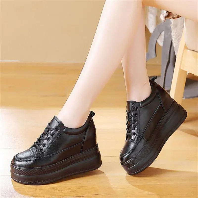 Joskaa 2024 New Black Platform Lace Up Sneakers