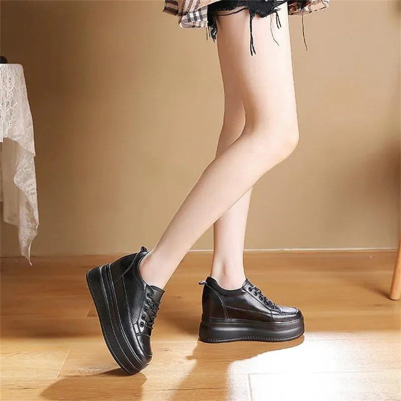 Joskaa 2024 New Black Platform Lace Up Sneakers