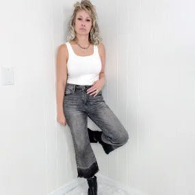 Judy Blue Washed Grey Wide Leg Crop Wide Leg Jeans