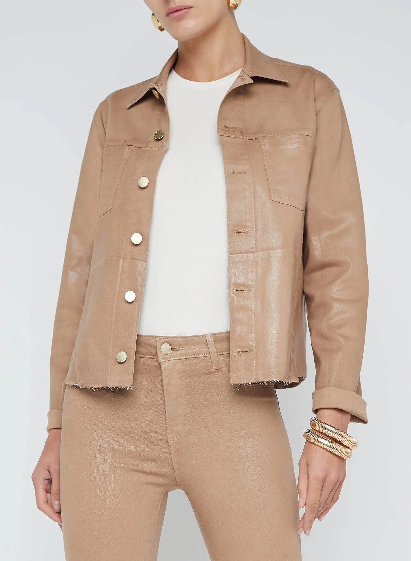 L'AGENCE COATED JANELLE SLIM RAW JACKET