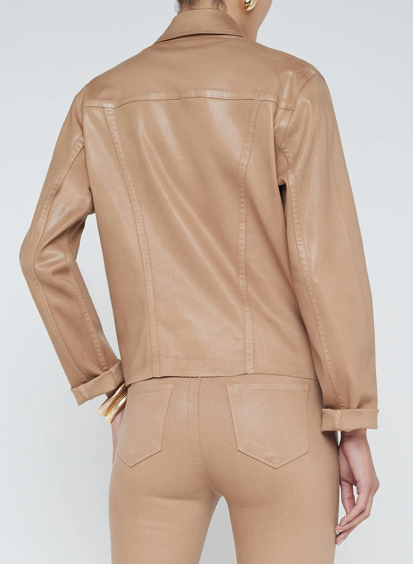 L'AGENCE COATED JANELLE SLIM RAW JACKET