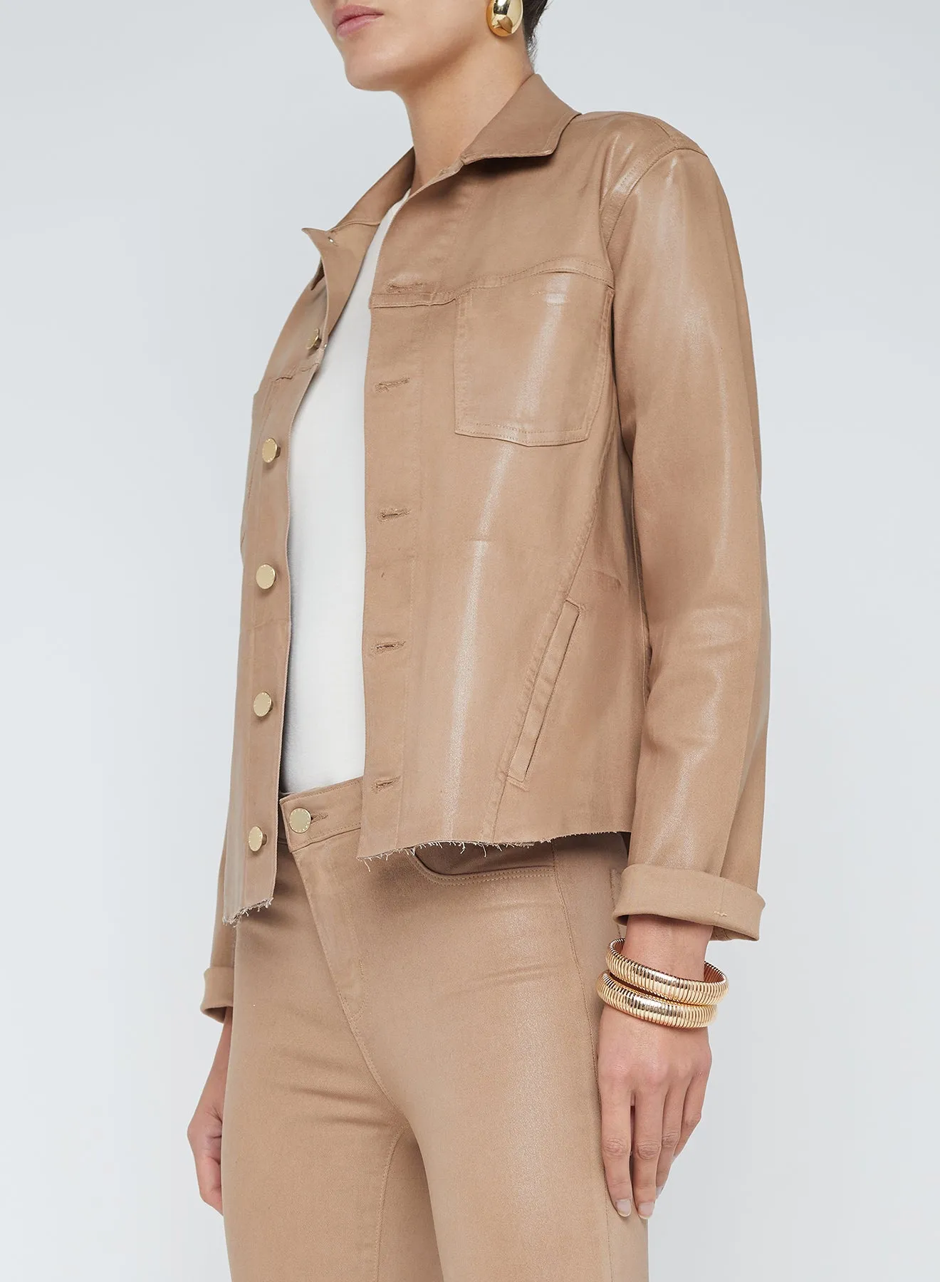 L'AGENCE COATED JANELLE SLIM RAW JACKET