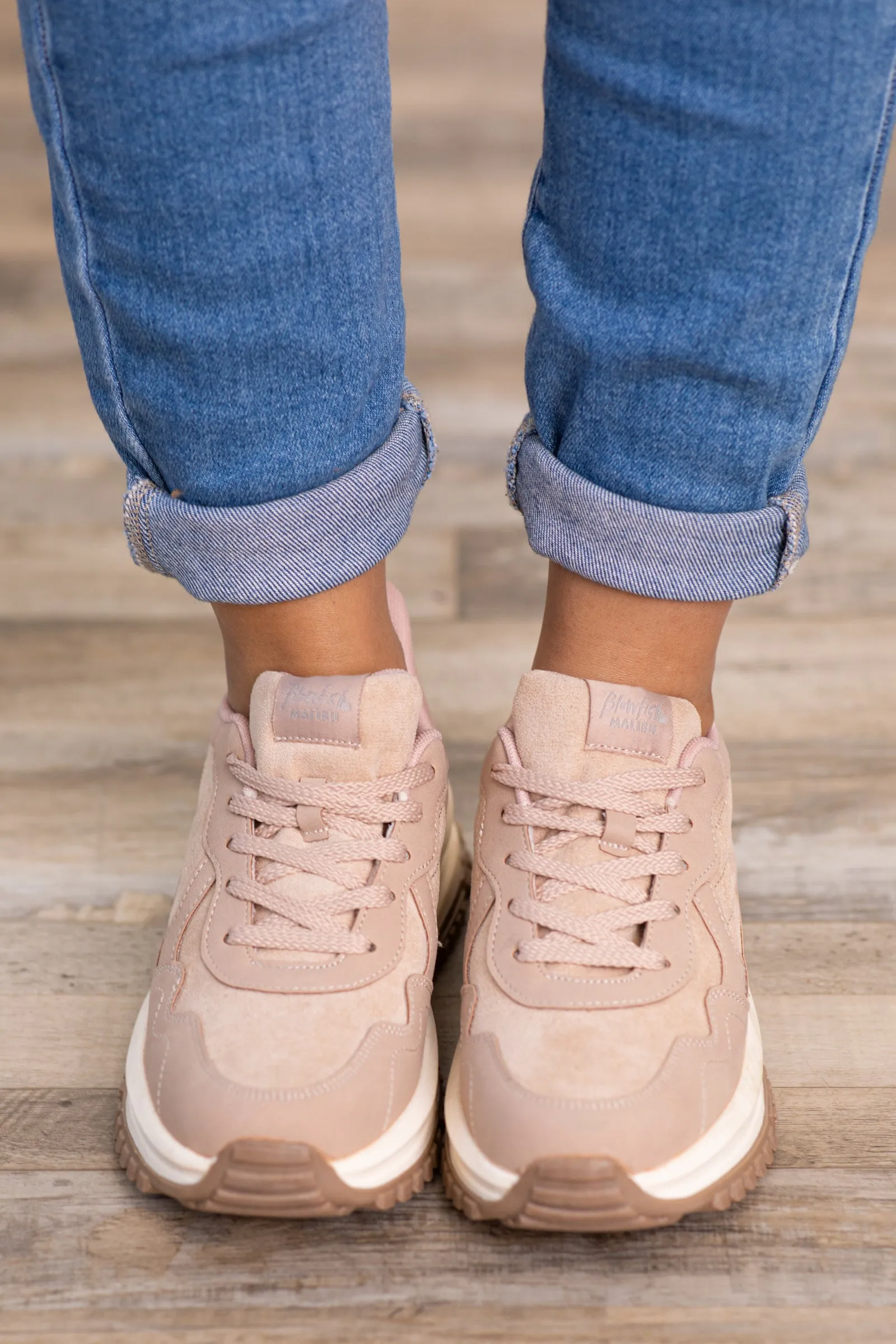 Light Dusty Rose Platform Sneakers