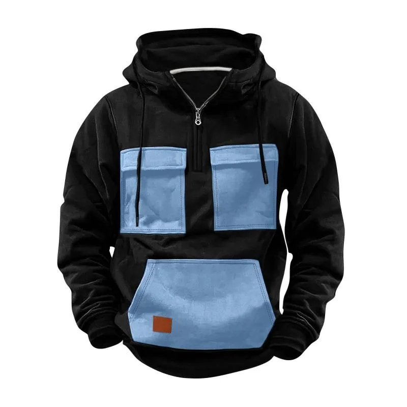 Men's Colorblock Pocket Half Zip Hoodie 04955061Y