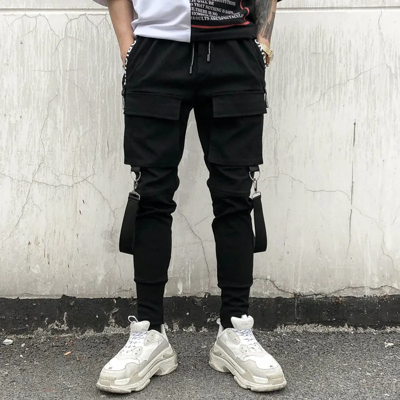 Men's Hip Hop Patchwork Cargo Ripped Sweatpants Joggers Trousers