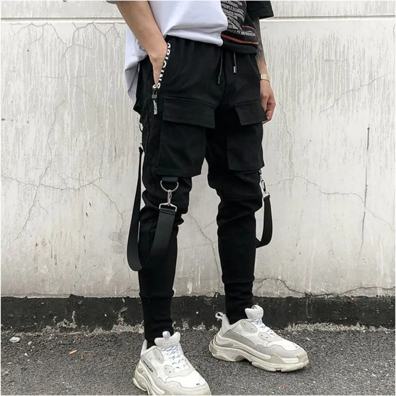 Men's Hip Hop Patchwork Cargo Ripped Sweatpants Joggers Trousers