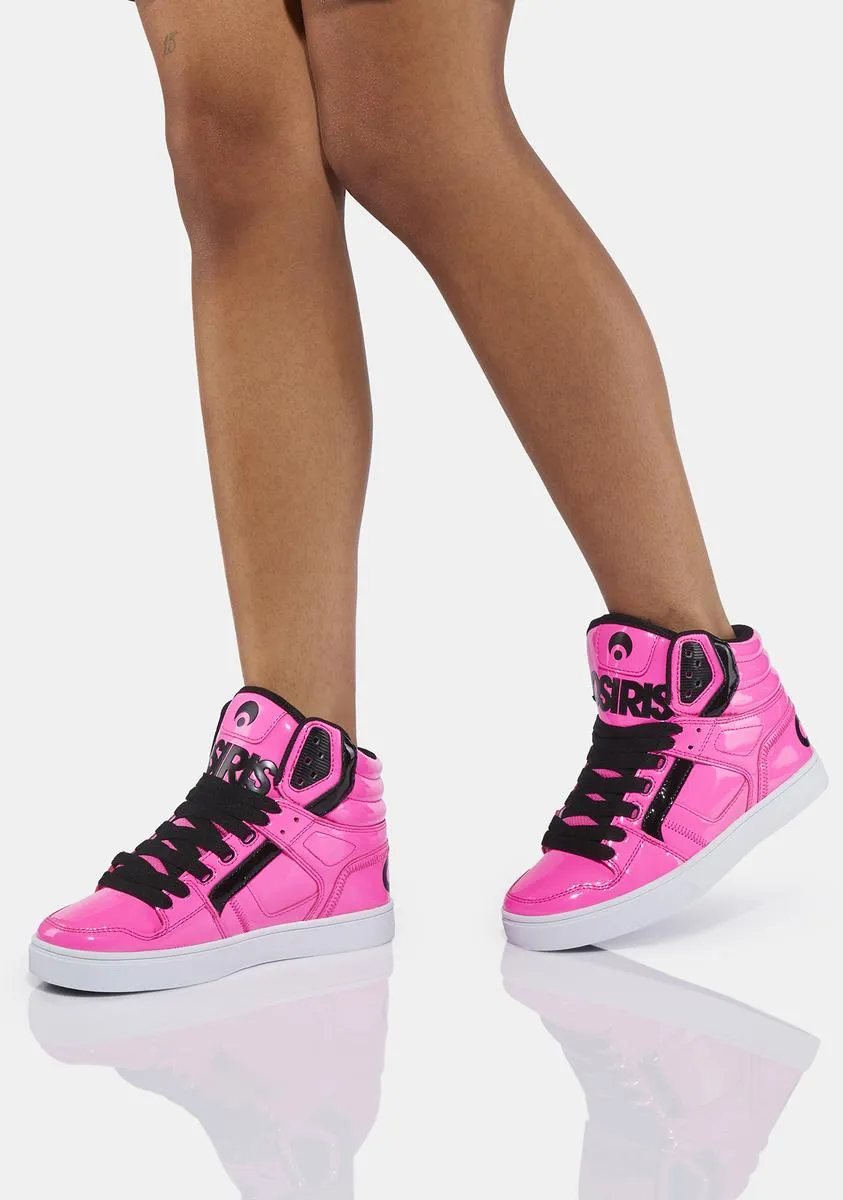 Neon Pink Clone High Top Sneakers