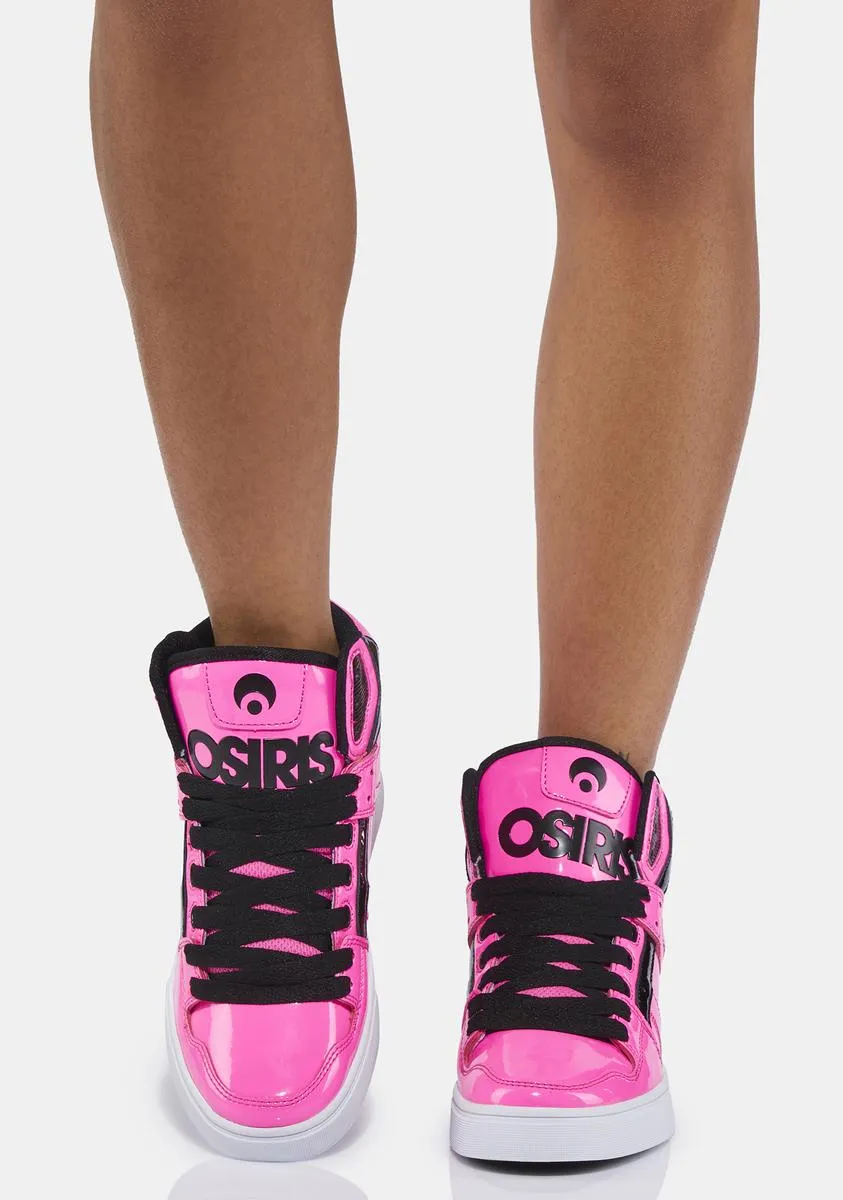 Neon Pink Clone High Top Sneakers