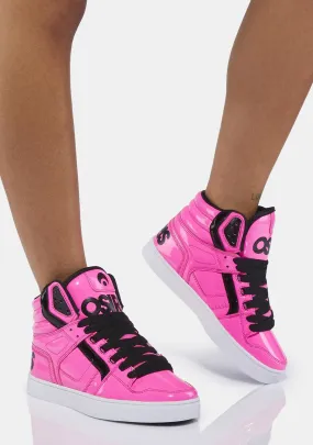 Neon Pink Clone High Top Sneakers