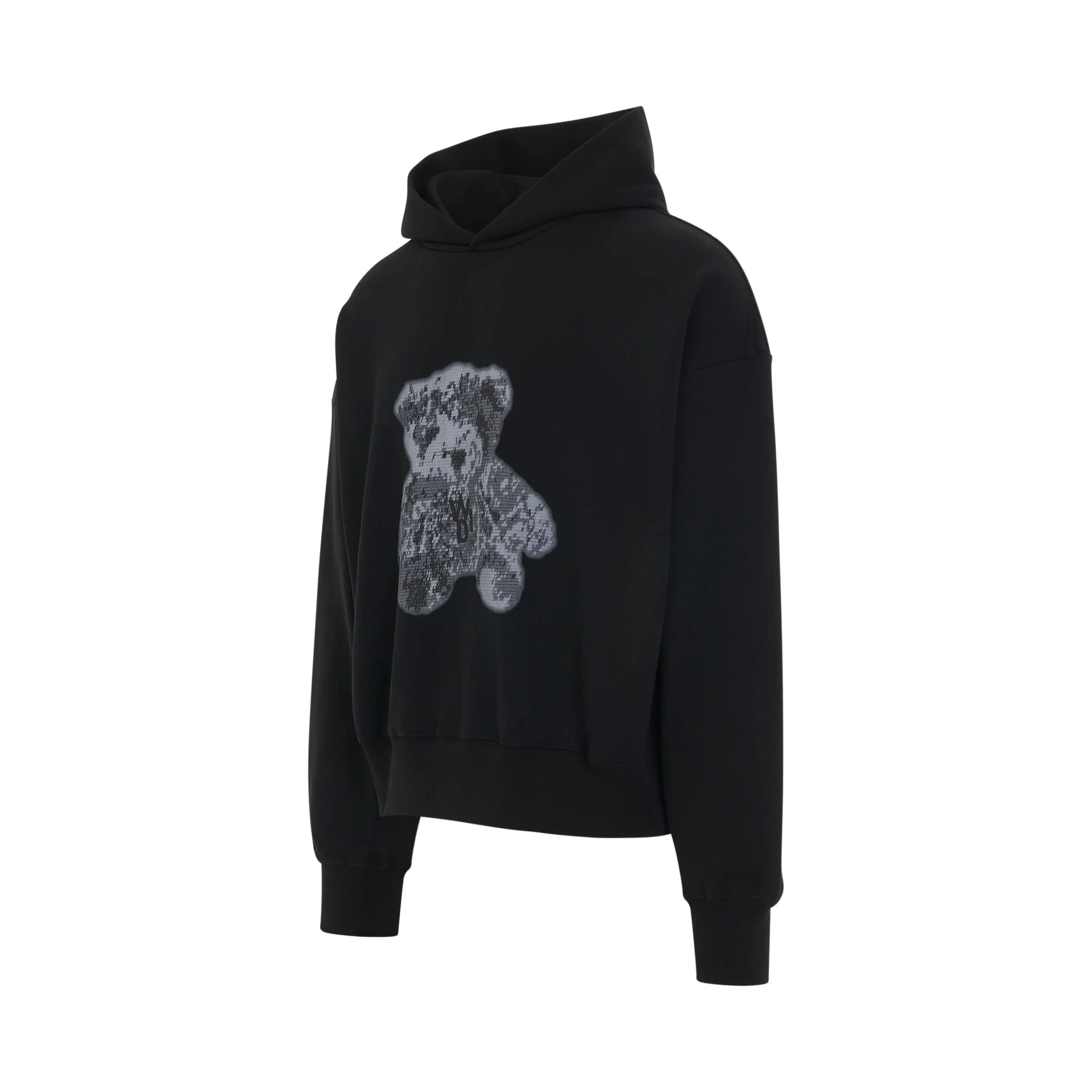 New Teddy Back Logo Hoodie in Black