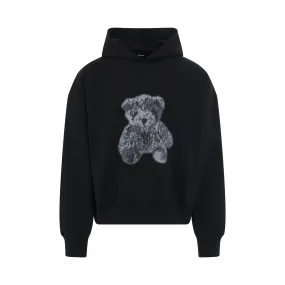 New Teddy Back Logo Hoodie in Black