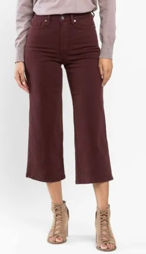 OXBLOOD CROPPED WIDE LEG JEANS