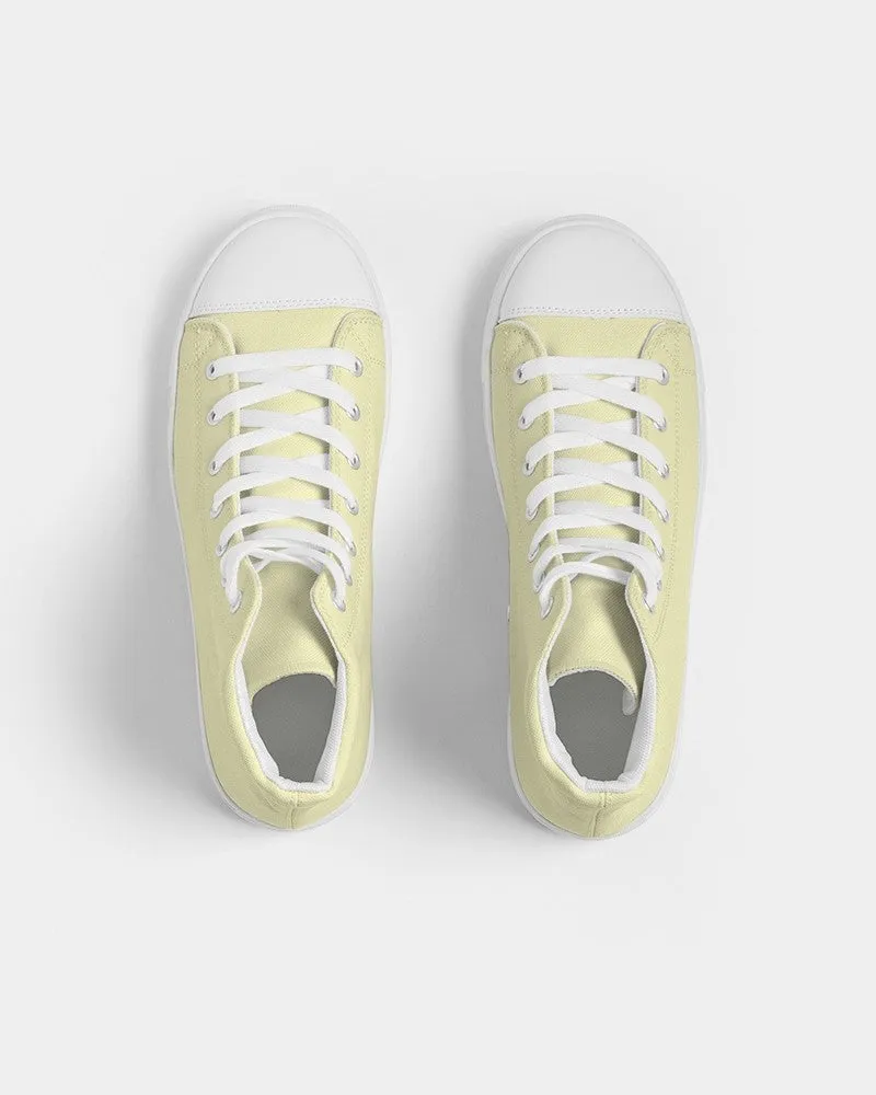 Pale Pastel Yellow Men's High-top Canvas Sneakers | Men's | Bright Pale Pastel Yellow | C0M0Y30K0