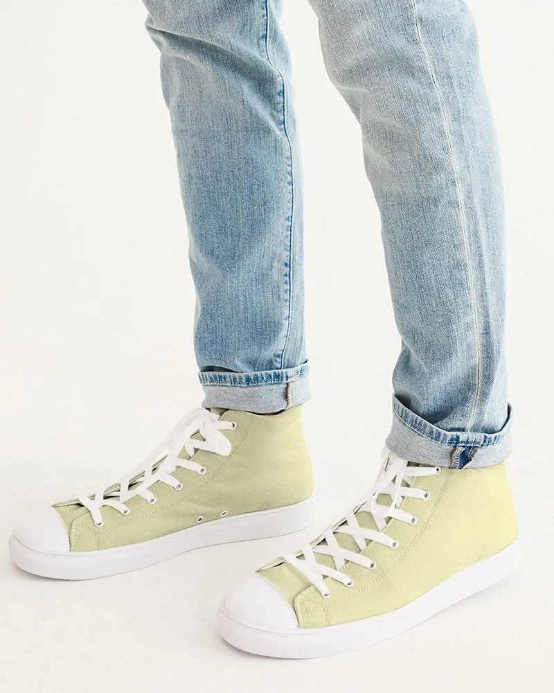 Pale Pastel Yellow Men's High-top Canvas Sneakers | Men's | Bright Pale Pastel Yellow | C0M0Y30K0