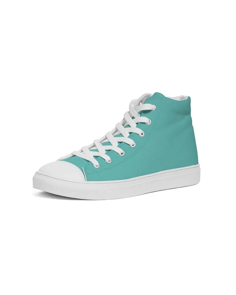 Pastel Blue Cool Green Men's High-top Canvas Sneakers | Men's | Bright Pastel Blue Cool Green | C60M0Y30K0