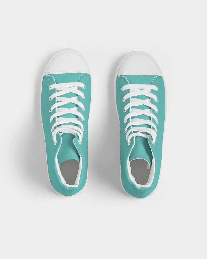 Pastel Blue Cool Green Men's High-top Canvas Sneakers | Men's | Bright Pastel Blue Cool Green | C60M0Y30K0